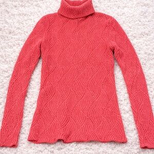 Sundance Coral Pink Knit Turtleneck Sweater Women's Small Spring